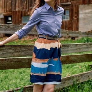 LL Bean Signature Katahdin Mountain Print Skirt